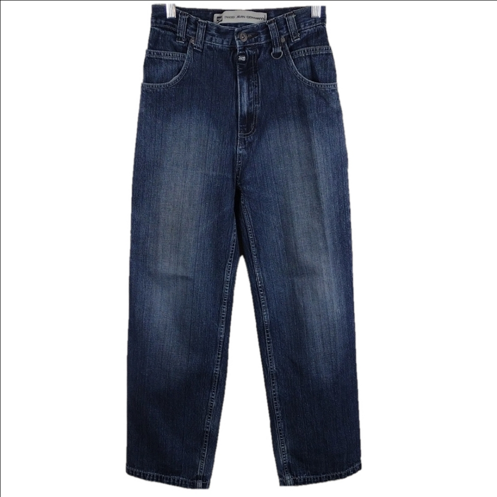 Paco Jean Company Boy's Blue Dark Wash High Rise Zip Up Straight Leg Denim Jean